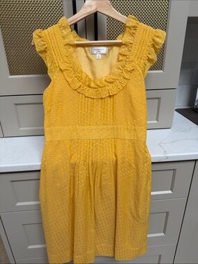 Moulinette Soeurs Sunflower Yellow Eyelet Ruffle Mini Dress